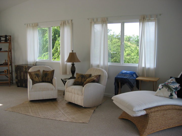 The upstairs is large and roomy